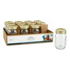 Mainstays 16oz Pint Mason Jars with Lids & Bands, Regular Mouth, 12Pack FoodGrade Glass Canning Jars for Storage, Meal Prep & Preserving Mainstays 16oz Pint Mason Jars with Lids & Bands, Regular Mouth, 12Pack FoodGrade Glass Canning Jars for Storage, Meal Prep & Preserving