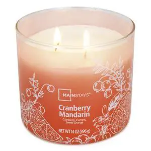 Mainstays 3Wick Ombre Wrap Jar Candle, Cranberry Mandarin Scent, 14 oz, LongLasting 65Hour Burn Time, Decorative Home Fragrance Candle Mainstays 3Wick Ombre Wrap Jar Candle, Cranberry Mandarin Scent, 14 oz, LongLasting 65Hour Burn Time, Decorative Home Fragrance Candle