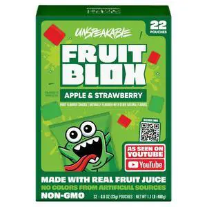 FruitBlox Unspeakable Apple Strawberry Fruit Snacks, 22Count Individual Pouches, Vegan GlutenFree Fruit Gummy Snacks Made With Real Fruit Juice FruitBlox Unspeakable Apple Strawberry Fruit Snacks, 22Count Individual Pouches, Vegan GlutenFree Fruit Gummy Snacks Made With Real Fruit Juice