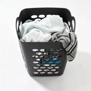 2 Bushel Black Square Flexible Plastic Laundry Hamper Ventilated Design With Dual Carry Handles Space Saving Clothes Storage Basket 2 Bushel Black Square Flexible Plastic Laundry Hamper Ventilated Design With Dual Carry Handles Space Saving Clothes Storage Basket