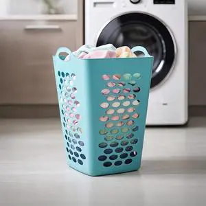 2 Bushel Teal Square Flexible Plastic Laundry Hamper Ventilated Clothes Storage Basket With Carry Handles 2 Bushel Teal Square Flexible Plastic Laundry Hamper Ventilated Clothes Storage Basket With Carry Handles