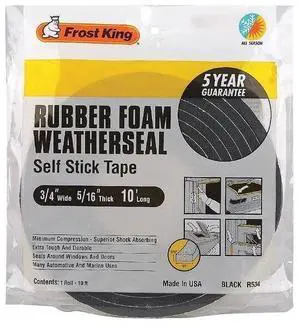 Frost King Available R534H Sponge Rubber Foam Tape 5/16-Inch, Black, 3/4" W, 5/16" T, 10 ft L Frost King Available R534H Sponge Rubber Foam Tape 5/16-Inch, Black, 3/4" W, 5/16" T, 10 ft L
