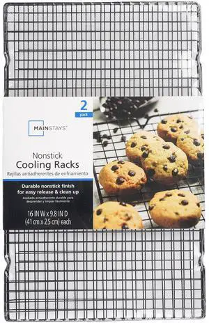Mainstays Nonstick Carbon Steel Cooling Rack, 10" x 16", Black, Set of 2, Rectangular Mainstays Nonstick Carbon Steel Cooling Rack, 10" x 16", Black, Set of 2, Rectangular