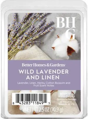 (2 pack) Wild Lavender & Linen Scented Wax Melts, Better Homes & Gardens, 2.5 oz (2 pack) Wild Lavender & Linen Scented Wax Melts, Better Homes & Gardens, 2.5 oz