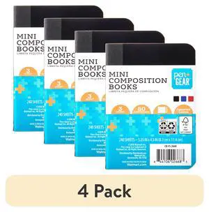 (4 pack) Pen+Gear Ruled Mini Composition Books, 3.25 in x 4.5 in, Assorted Colors, 80 Sheets, 3 Pack (4 pack) Pen+Gear Ruled Mini Composition Books, 3.25 in x 4.5 in, Assorted Colors, 80 Sheets, 3 Pack