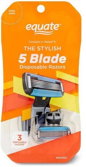 Equate Men's 5-Blade Disposable Razors, 3 Count Equate Men's 5-Blade Disposable Razors, 3 Count
