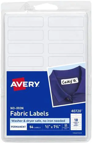 Avery No-Iron Fabric Labels, 1/2" x 1-3/4" Avery No-Iron Fabric Labels, 1/2" x 1-3/4"