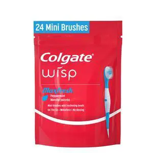 Colgate Max Fresh Wisp Disposable Travel Toothbrushes, Mini Toothbrush, Peppermint, 24 Count Colgate Max Fresh Wisp Disposable Travel Toothbrushes, Mini Toothbrush, Peppermint, 24 Count
