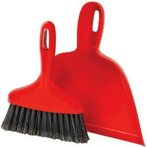 Libman Heavy Duty Whisk Broom Dustpan Combo with Red Handle and Black Fibers Libman Heavy Duty Whisk Broom Dustpan Combo with Red Handle and Black Fibers