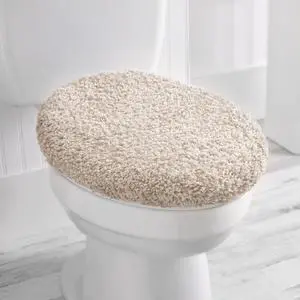 Mainstays Polyester Toilet Lid Cover, Tan, 19" x 22" Bathroom Accessory Mainstays Polyester Toilet Lid Cover, Tan, 19" x 22" Bathroom Accessory