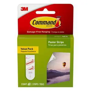 Command Poster Strips, White, DamageFree Removable Adhesive Hanging Strips for Posters & Light Decorations, 60Count Command Poster Strips, White, DamageFree Removable Adhesive Hanging Strips for Posters & Light Decorations, 60Count