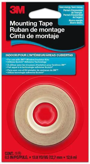 3M Clear Indoor Window Film Mounting Tape, 1/2 in x 13.8 Yards, DoubleSided Adhesive Tape for Window Insulator Kit, 1Roll 3M Clear Indoor Window Film Mounting Tape, 1/2 in x 13.8 Yards, DoubleSided Adhesive Tape for Window Insulator Kit, 1Roll