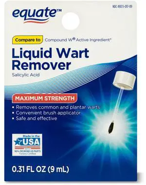 Equate Maximum Strength Liquid Wart Remover, 0.31 fl oz, Topical Wart Removal Treatment Equate Maximum Strength Liquid Wart Remover, 0.31 fl oz, Topical Wart Removal Treatment