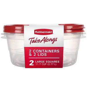 Rubbermaid TakeAlongs Rectangular Food Storage Containers, 11.7 Cup, Red Lids, Meal Prep Leftover Containers, Set of 2 Rubbermaid TakeAlongs Rectangular Food Storage Containers, 11.7 Cup, Red Lids, Meal Prep Leftover Containers, Set of 2
