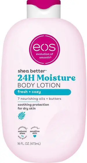 eos Shea Better Body Lotion, Fresh & Cozy Scent, 24Hour Hydrating Moisturizer for Dry Skin, 16 fl oz eos Shea Better Body Lotion, Fresh & Cozy Scent, 24Hour Hydrating Moisturizer for Dry Skin, 16 fl oz
