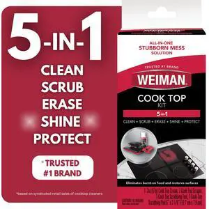 Weiman 5In1 Cooktop Complete Cleaning Kit, Glass & Ceramic Stove Top Cleaner Set with Cleaning Cream, Scrubbing Pad and Scraper Tool Weiman 5In1 Cooktop Complete Cleaning Kit, Glass & Ceramic Stove Top Cleaner Set with Cleaning Cream, Scrubbing Pad and Scraper Tool