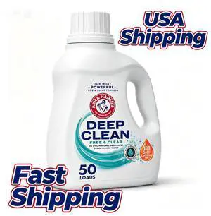 ARM & HAMMER Deep Clean Free & Clear Liquid Laundry Detergent, FragranceFree & DyeFree for Sensitive Skin, 4X StainFighting Power, HE Compatible, 75 fl oz, 50 Loads ARM & HAMMER Deep Clean Free & Clear Liquid Laundry Detergent, FragranceFree & DyeFree for Sensitive Skin, 4X StainFighting Power, HE Compatible, 75 fl oz, 50 Loads
