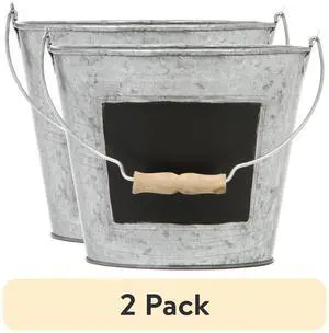 Elegant Expressions by Hosley Metal Pail with Chalkboard, 2 Pack, 1 Each Elegant Expressions by Hosley Metal Pail with Chalkboard, 2 Pack, 1 Each