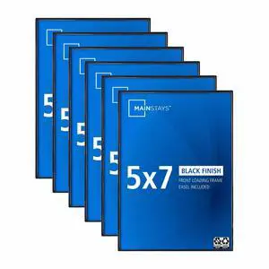 Mainstays Front-Loading Picture Frames, 5 x 7, Black, for Wall or Tabletop, Set of 6 Mainstays Front-Loading Picture Frames, 5 x 7, Black, for Wall or Tabletop, Set of 6