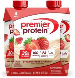 Premier Protein Shake, Strawberries & Cream, 30g Protein, 11 fl oz, 4 Ct Premier Protein Shake, Strawberries & Cream, 30g Protein, 11 fl oz, 4 Ct