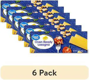 Great Value Oven Ready Lasagna Pasta, 12 oz, 6 Pack Great Value Oven Ready Lasagna Pasta, 12 oz, 6 Pack
