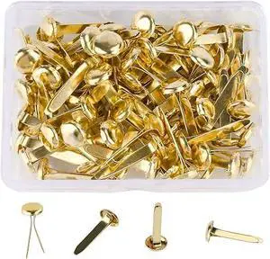 100Pcs Mini Brass Brads 0.3×0.7 Inch Gold Metal Paper Fasteners | Rust-Proof Craft Brads for Scrapbooking, Card Making & DIY Projects 100Pcs Mini Brass Brads 0.3×0.7 Inch Gold Metal Paper Fasteners | Rust-Proof Craft Brads for Scrapbooking, Card Making & DIY Projects