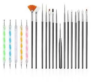 20PCS Nail Art Tools Set, 15PCS Professional Nail Painting Brushes with 5PCS Double-ended Dotting Pens, Multi-function Nail Design Brushes for Liner, Flower, Pattern, Gradient & Dot DIY Nail Art Decor 20PCS Nail Art Tools Set, 15PCS Professional Nail Painting Brushes with 5PCS Double-ended Dotting Pens, Multi-function Nail Design Brushes for Liner, Flower, Pattern, Gradient & Dot DIY Nail Art Decor