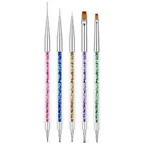 5Pcs Double-Ended Nail Art Brushes Set, Professional Acrylic Nail Liner & Flat Brushes with Multi-Size Dotting Tools, 7/9/11mm Precision Nail Drawing Pen for DIY Nail Art Decoration Design 5Pcs Double-Ended Nail Art Brushes Set, Professional Acrylic Nail Liner & Flat Brushes with Multi-Size Dotting Tools, 7/9/11mm Precision Nail Drawing Pen for DIY Nail Art Decoration Design