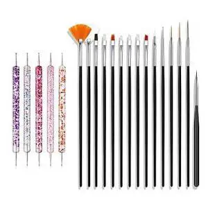 20Pcs Professional Nail Art Brushes Set, Multi-Type Fine Liner Flat Oval French Nail Painting Brushes, Premium Fiber Precision Nail Design Tools for DIY Manicure & Salon Nail Art 20Pcs Professional Nail Art Brushes Set, Multi-Type Fine Liner Flat Oval French Nail Painting Brushes, Premium Fiber Precision Nail Design Tools for DIY Manicure & Salon Nail Art
