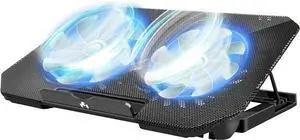 5 Height Adjustable Laptop Cooling Pad, Quiet Dual Fans Laptop Cooler Stand with LED Light, Dual USB Port Metal Mesh Chill Mat, Anti-Slip Cooling Pad for 9-17 Inch Laptops 5 Height Adjustable Laptop Cooling Pad, Quiet Dual Fans Laptop Cooler Stand with LED Light, Dual USB Port Metal Mesh Chill Mat, Anti-Slip Cooling Pad for 9-17 Inch Laptops