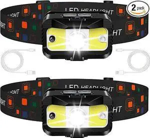 2Pack MIOISY Rechargeable Headlamp, MotionSensor UltraBright LED Head Flashlight, IPX4 Waterproof 8Mode Adjustable Lightweight Head Lamp for Adults & Kids 2Pack MIOISY Rechargeable Headlamp, MotionSensor UltraBright LED Head Flashlight, IPX4 Waterproof 8Mode Adjustable Lightweight Head Lamp for Adults & Kids