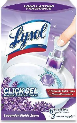 6 Count Lysol Click Gel Toilet Bowl Cleaner, Lavender Scent Automatic Toilet Freshener, No Bleach Long-Lasting Odor Prevention Bathroom Cleaner 6 Count Lysol Click Gel Toilet Bowl Cleaner, Lavender Scent Automatic Toilet Freshener, No Bleach Long-Lasting Odor Prevention Bathroom Cleaner