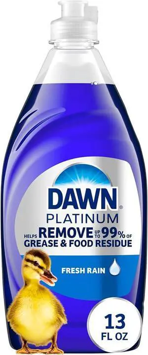 13 oz Dawn Platinum Dishwashing Liquid, Fresh Rain Scent Advanced Grease-Fighting Dish Soap, Fast Cleaning Concentrated Detergent for Daily Household Use 13 oz Dawn Platinum Dishwashing Liquid, Fresh Rain Scent Advanced Grease-Fighting Dish Soap, Fast Cleaning Concentrated Detergent for Daily Household Use