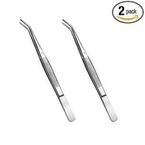 Curved Serrated Stainless Steel Tweezers 2 Pack, Anti-Slip Precision Multipurpose Forceps for Sewing, Crafting, Repairs, Gardening and Household Use Curved Serrated Stainless Steel Tweezers 2 Pack, Anti-Slip Precision Multipurpose Forceps for Sewing, Crafting, Repairs, Gardening and Household Use