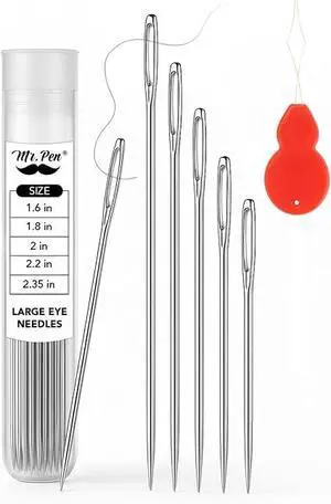 50 Pack Large Eye Sewing Needles, 5 Assorted Sizes Easy Thread Steel Needles Set for Hand Sewing & Embroidery 50 Pack Large Eye Sewing Needles, 5 Assorted Sizes Easy Thread Steel Needles Set for Hand Sewing & Embroidery