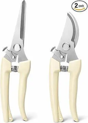 2 Pack Straight & Curved Pruning Shears, Ultra Sharp Stainless Steel Garden Shears for Gardening Trimming 2 Pack Straight & Curved Pruning Shears, Ultra Sharp Stainless Steel Garden Shears for Gardening Trimming