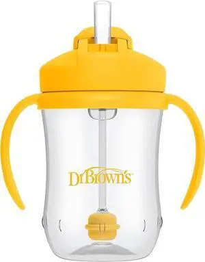 Dr. Brown's Milestones Weighted Straw Cup, 6M+ Spill-Proof Baby Transition Sippy Cup, Yellow Dr. Brown's Milestones Weighted Straw Cup, 6M+ Spill-Proof Baby Transition Sippy Cup, Yellow