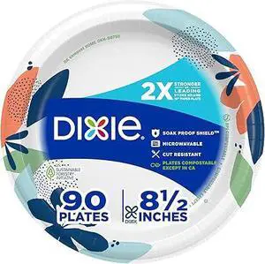 1. Dixie 8.5 Inch Disposable Paper Plates, 90 Count 2X Stronger Microwave Safe Plates 1. Dixie 8.5 Inch Disposable Paper Plates, 90 Count 2X Stronger Microwave Safe Plates