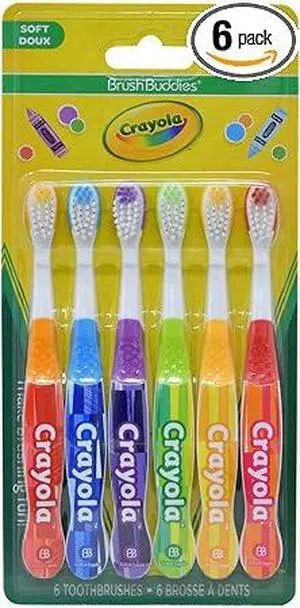 Brush Buddies Crayola Kids Toothbrush Set, 6 Pack Soft Bristle Toddler Toothbrush Age 2+ Brush Buddies Crayola Kids Toothbrush Set, 6 Pack Soft Bristle Toddler Toothbrush Age 2+