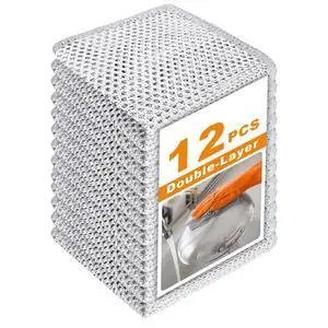 12 Pcs 3-Layer Metal Dish Cloth, 7.87" x 7.87" 12 Pcs 3-Layer Metal Dish Cloth, 7.87" x 7.87"