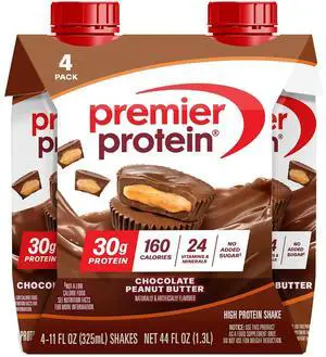 Premier Protein Chocolate Peanut Butter 30g High Protein Shake, 4 Pack Premier Protein Chocolate Peanut Butter 30g High Protein Shake, 4 Pack