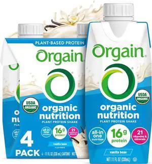 Orgain Organic Nutritional Vegan Protein Shake, Vanilla, 16g Protein, 11oz, 4pk Orgain Organic Nutritional Vegan Protein Shake, Vanilla, 16g Protein, 11oz, 4pk