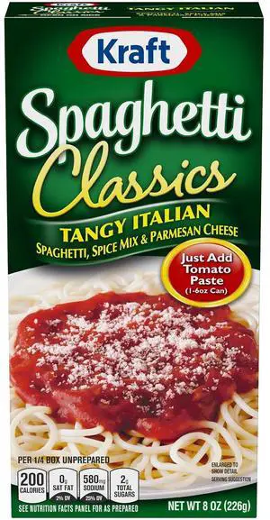 Kraft Spaghetti Meal Mix, Italian Spaghetti with Spices and Parmesan Cheese, 8 oz Kraft Spaghetti Meal Mix, Italian Spaghetti with Spices and Parmesan Cheese, 8 oz