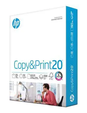 HP Printer Paper, 8.5x11Inch, 20LB, 1 Ream Case (500Sheets), 92Bright, FSC Certified, 200060 HP Printer Paper, 8.5x11Inch, 20LB, 1 Ream Case (500Sheets), 92Bright, FSC Certified, 200060