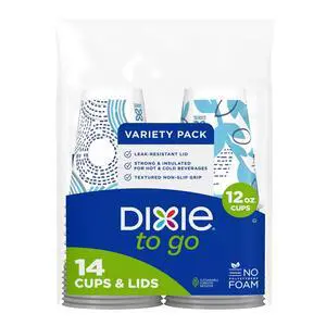 Dixie To Go 12 oz Disposable Insulated Paper Coffee Cups with Lids Dixie To Go 12 oz Disposable Insulated Paper Coffee Cups with Lids