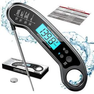 Digital Instant Read Meat Thermometer, Waterproof, for Grill, Cooking, BBQ, Turkey, Candy, Liquids, Beef, Kitchen and Outside Digital Instant Read Meat Thermometer, Waterproof, for Grill, Cooking, BBQ, Turkey, Candy, Liquids, Beef, Kitchen and Outside