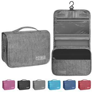 Waterproof Hanging Toiletry Bag with Hook, Multifunctional Cosmetic Bag, Portable Travel Organizer for Men and Women, Small, Grey Waterproof Hanging Toiletry Bag with Hook, Multifunctional Cosmetic Bag, Portable Travel Organizer for Men and Women, Small, Grey