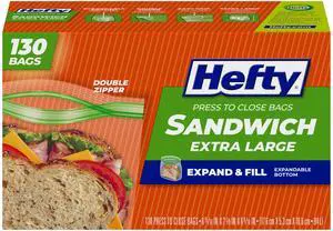 Hefty Press to Close Extra Large Sandwich Bags, 130 Count Hefty Press to Close Extra Large Sandwich Bags, 130 Count