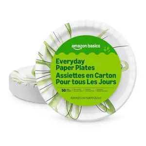 Amazon Basics Everyday Paper Plates, 10-Inch, Disposable, 50 Count Amazon Basics Everyday Paper Plates, 10-Inch, Disposable, 50 Count