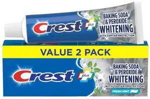 Crest Cavity & Tartar Protection Toothpaste, Whitening Baking Soda & Peroxide, 5.7Ounce (Pack of 2) Crest Cavity & Tartar Protection Toothpaste, Whitening Baking Soda & Peroxide, 5.7Ounce (Pack of 2)